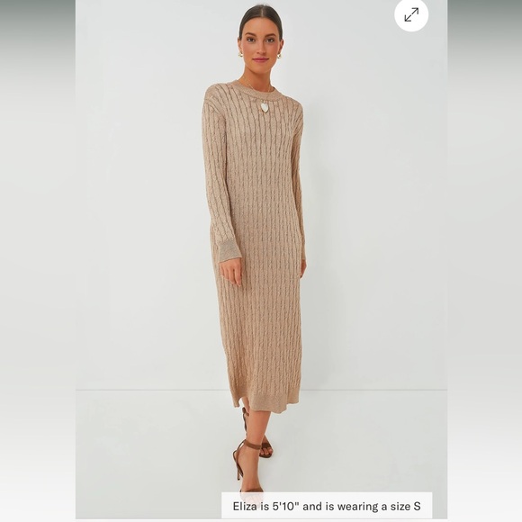 Tuckernuck Gold Cable Knit Midi Dress - Picture 1 of 6